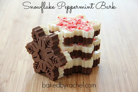Snowflake Peppermint Bark from bakedbyrachel.com