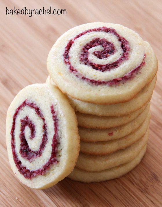 Light and flavorful cranberry-orange pinwheel cookie recipe from @bakedbyrachel