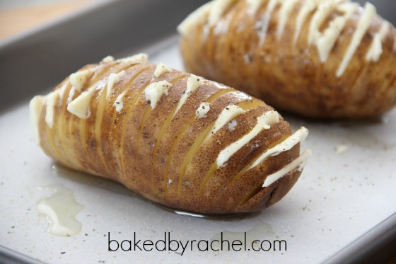 Cheesy Hasselback Potatoes Recipe from bakedbyrachel.com