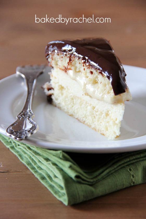 Boston Cream Pie Cheesecake Cake Recipe from bakedbyrachel.com