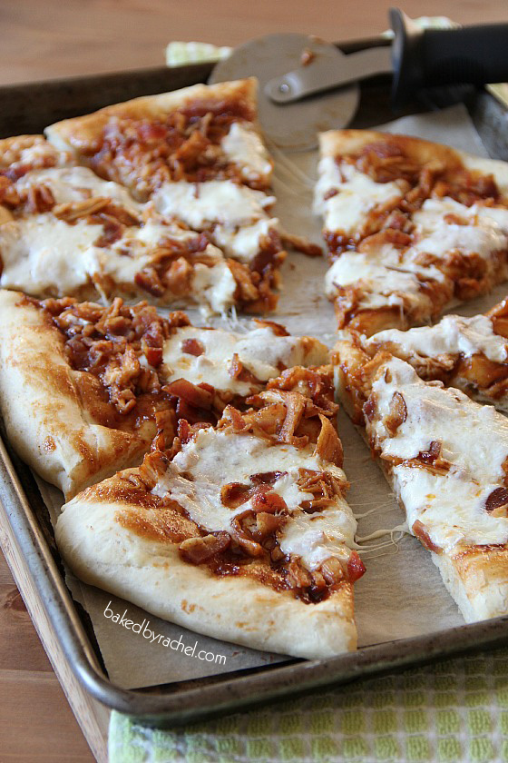Bacon and Barbecue Chicken Pizza Recipe from bakedbyrachel.com
