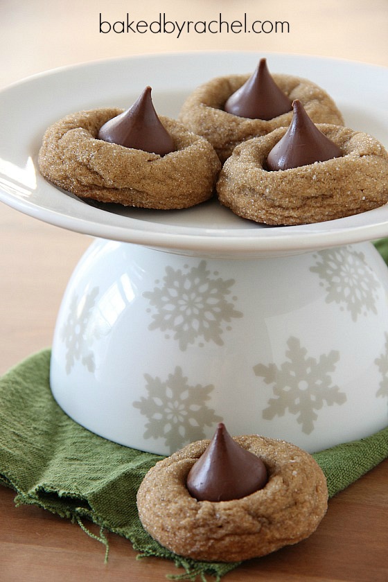 Gingerbread Kiss Cookie Recipe from bakedbyrachel.com