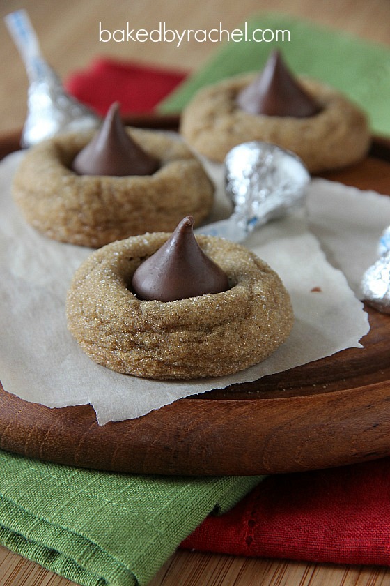 Gingerbread Kiss Cookie Recipe from bakedbyrachel.com