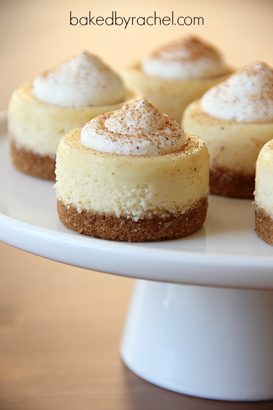 Mini Eggnog Cheesecake Recipe from bakedbyrachel.com