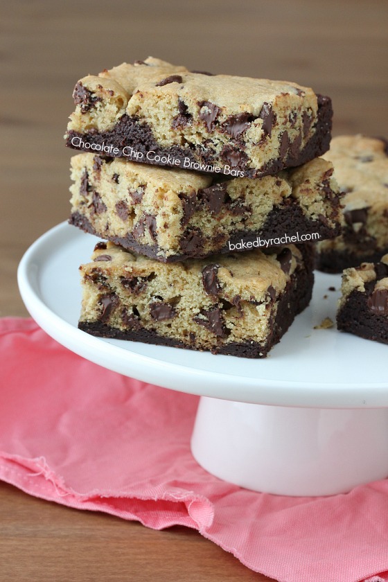 Chocolate Chip Cookie Brownie Bar Recipe - bakedbyrachel.com
