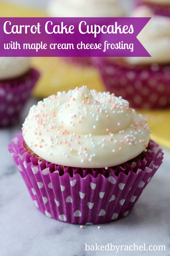 Carrot Cake Cupcakes with Maple Cream Cheese Frosting Recipe - bakedbyrachel.com
