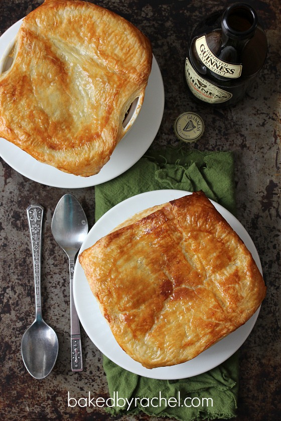 Beef and Guinness Pies with Puff Pastry Recipe from bakedbyrachel.com