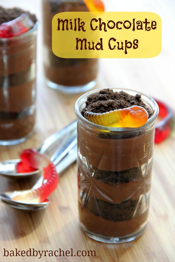 Milk Chocolate Mud Cups Recipe from bakedbyrachel.com A perfect dessert for Spring or Earth Day!