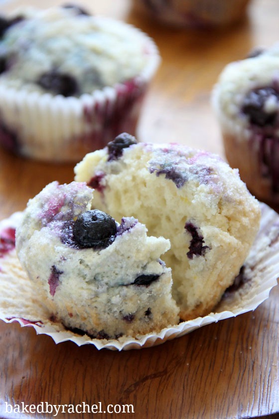 Lemon Blueberry Muffins Recipe from @bakedbyrachel