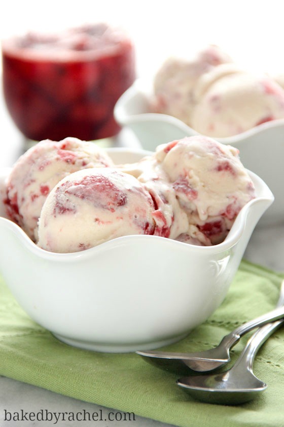 Roasted Strawberry Ice Cream Recipe from bakedbyrachel.com