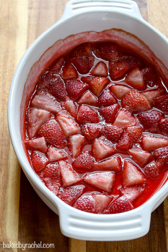 Easy homemade roasted strawberries recipe from @bakedbyrachel A perfect dessert topping!