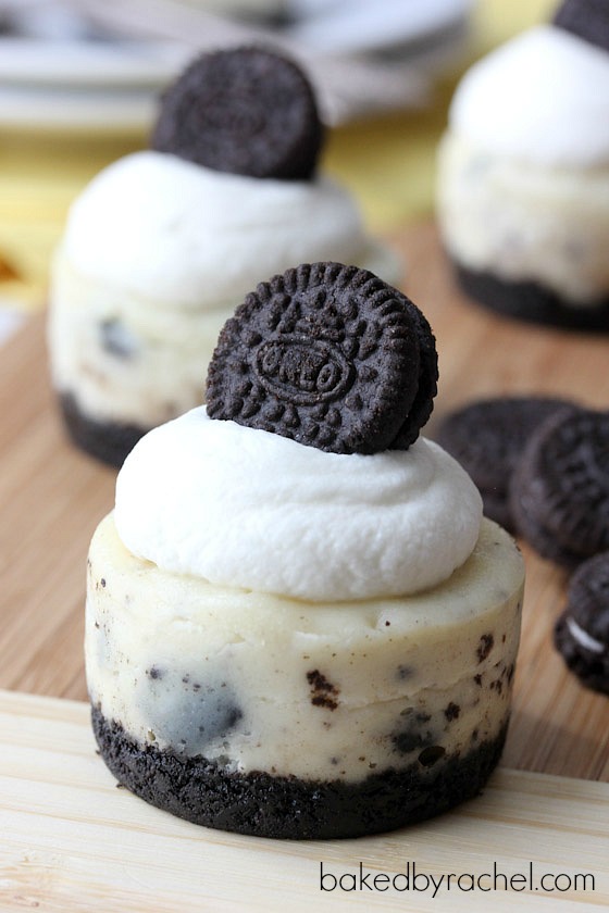 Mini Cookies and Cream Cheesecakes Recipe from bakedbyrachel.com