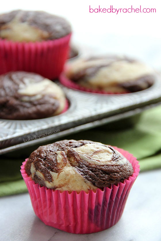 Banana Chocolate Marble Muffin Recipe from bakedbyrachel.com