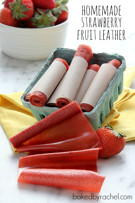 Easy Homemade Strawberry Fruit Leather Recipe from @bakedbyrachel