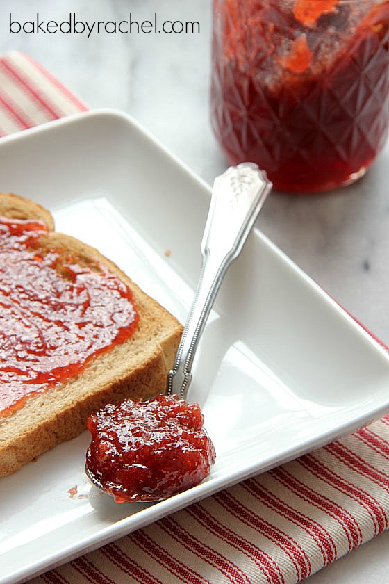 Homemade Strawberry Jam Recipe {with canning instructions} from bakedbyrachel.com