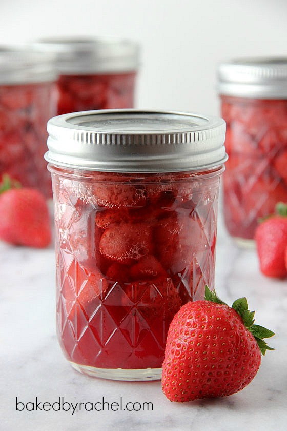 Strawberry sauce recipe with canning instructions from bakedbyrachel.com