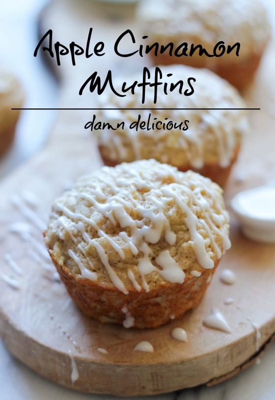 Vanilla Glazed Apple Cinnamon Muffins Recipe by Damn Delicious on bakedbyrachel.com