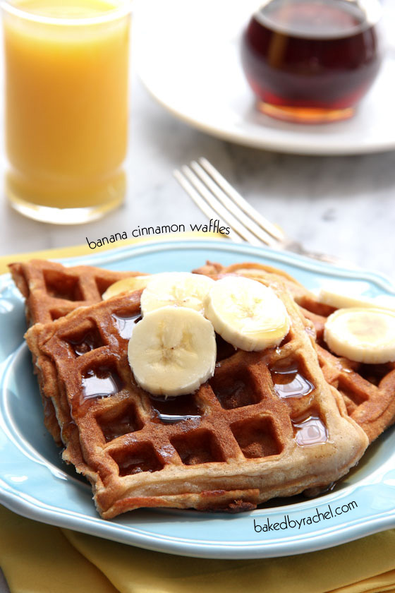 Banana Cinnamon Waffle Recipe from bakedbyrachel.com