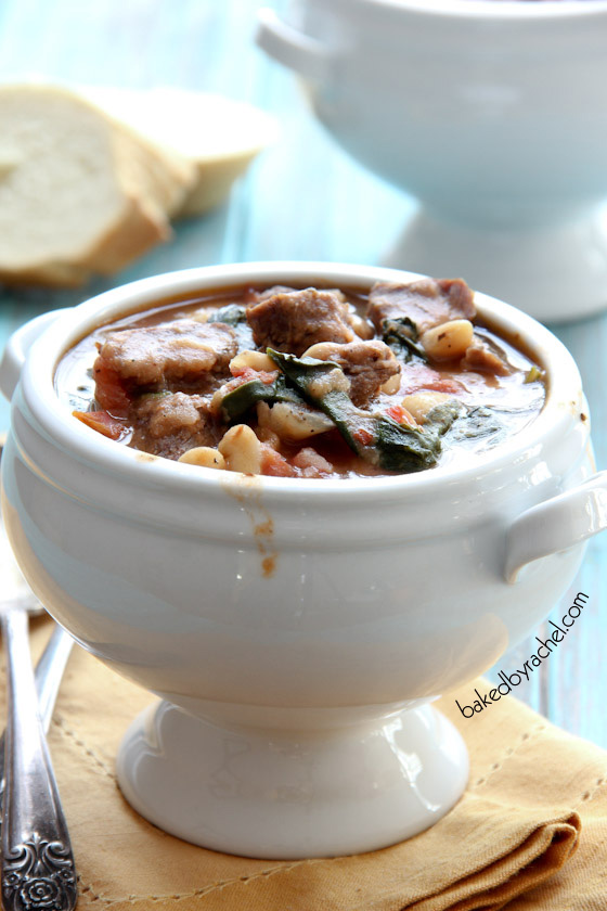 Slow Cooker Beef and White Bean Stew Recipe from bakedbyrachel.com