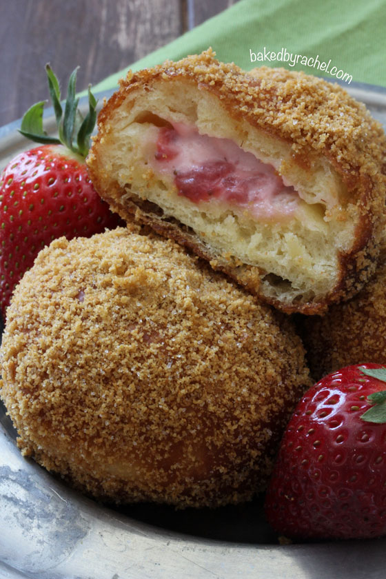 Strawberry Cheesecake Donut Recipe from bakedbyrachel.com