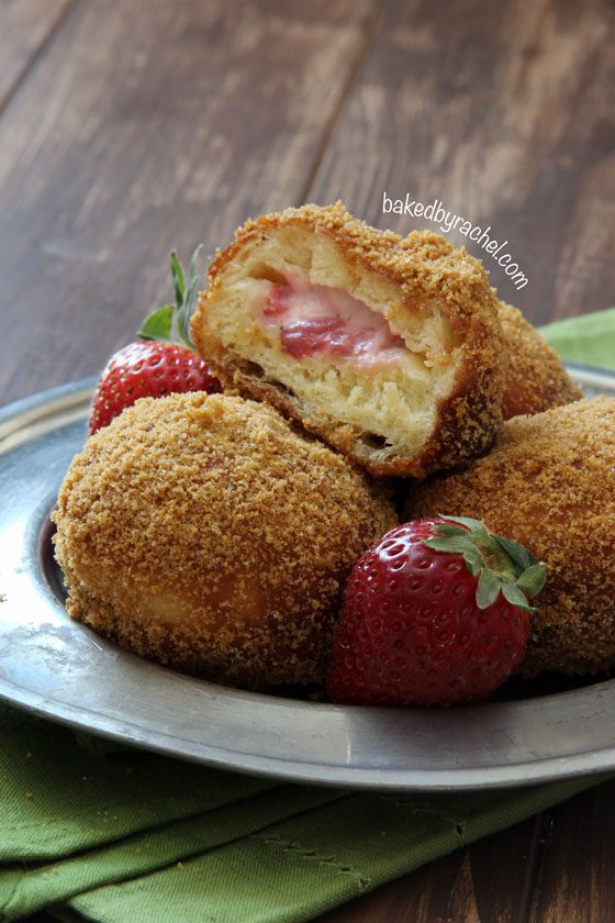 Strawberry Cheesecake Donut Recipe from bakedbyrachel.com