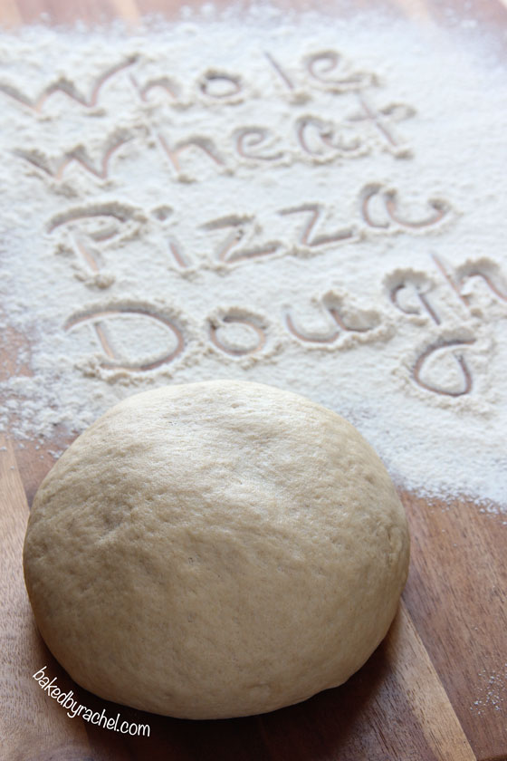 Easy Whole Wheat Pizza Dough Recipe from bakedbyrachel.com