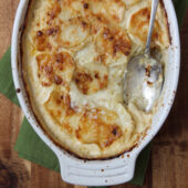 Four Cheese Garlic Scalloped Potatoes Recipe from bakedbyrachel.com