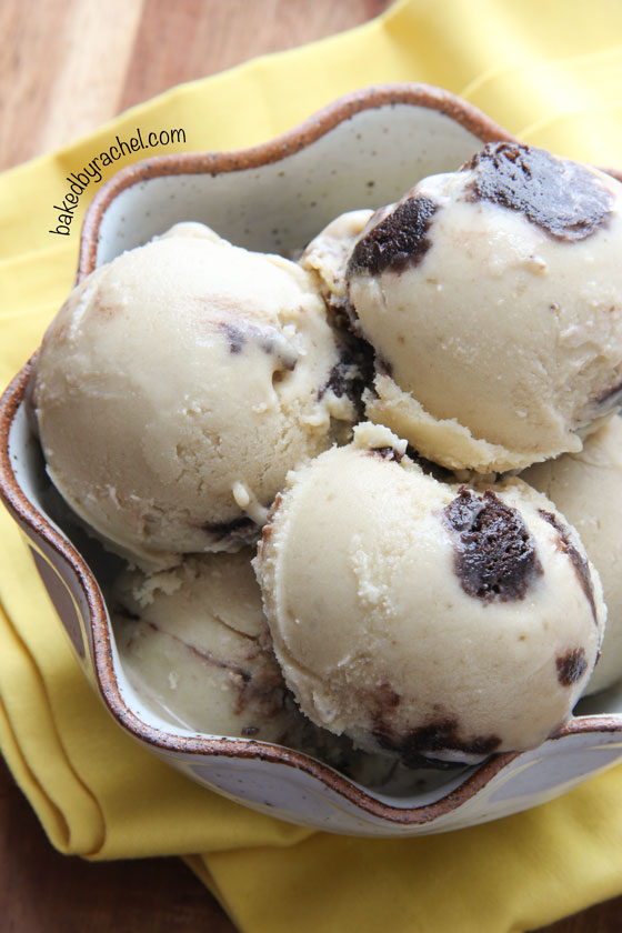 Brown Sugar Banana Ice Cream with Brownie Chunks Recipe from bakedbyrachel.com