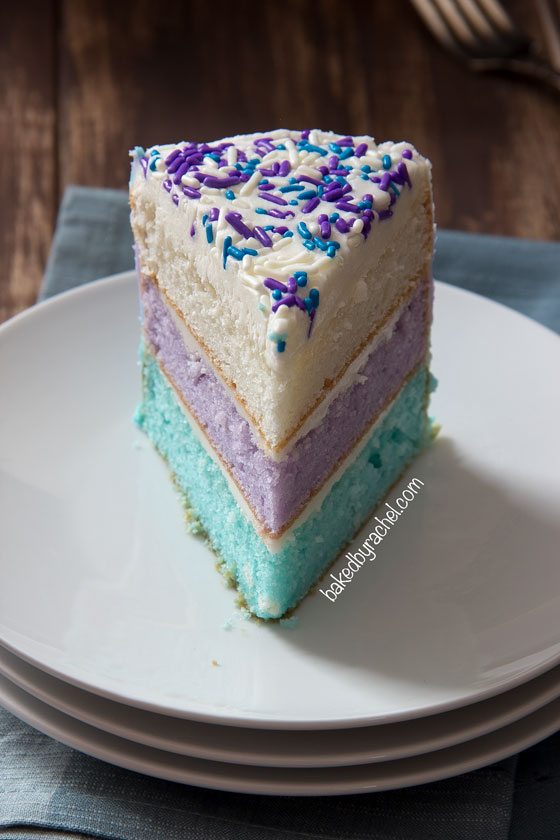 Disney Frozen inspired watercolor layer cake! Perfect for a Frozen party! recipe from @bakedbyrachel