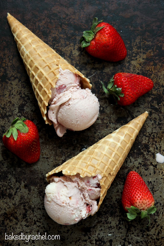 Strawberry angel food cake ice cream recipe from @bakedbyrachel 