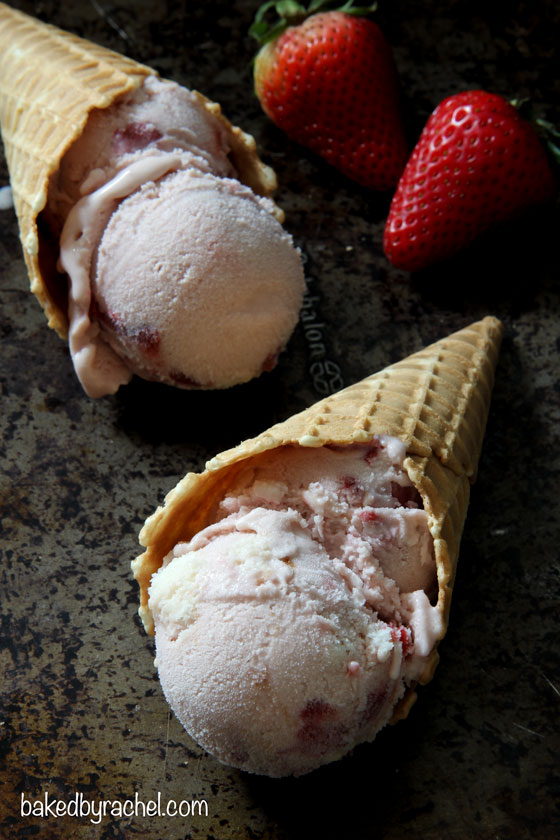 Strawberry angel food cake ice cream recipe from @bakedbyrachel 