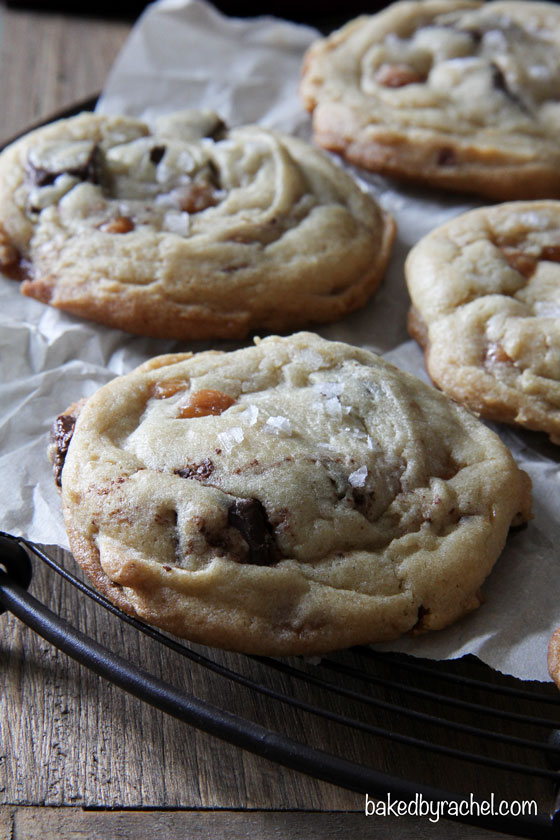 Salted Caramel and Chocolate Chunk Cookies Recipe from @bakedbyrachel