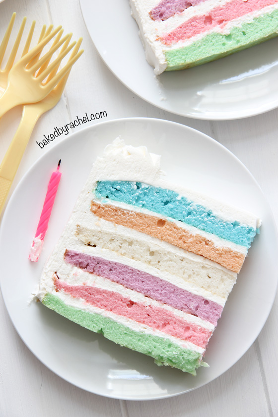 Square Pastel Layer Cake Recipe from @bakedbyrachel