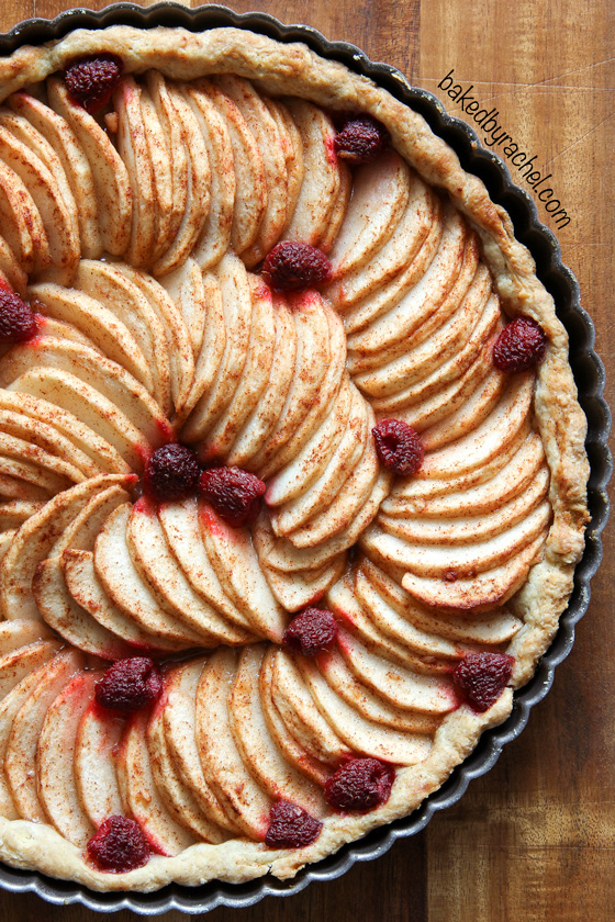 Apple raspberry tart with all butter crust recipe from @bakedbyrachel