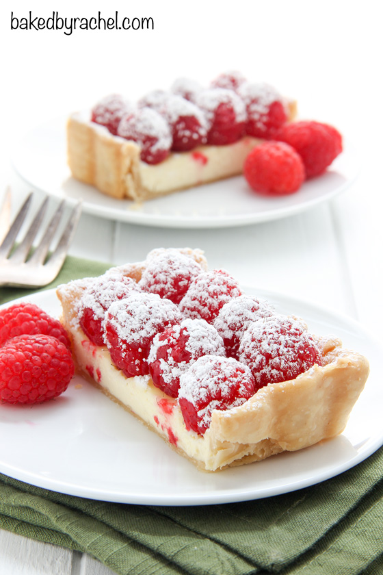 Cheesecake tart with fresh raspberries recipe from @bakedbyrachel