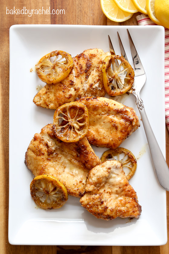 Lemon-pepper skillet chicken recipe from @bakedbyrachel