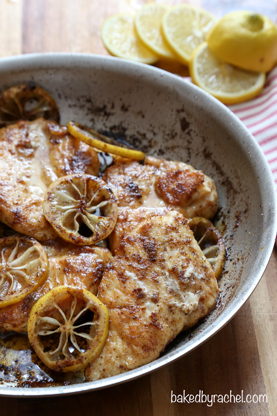 Lemon-pepper skillet chicken recipe from @bakedbyrachel