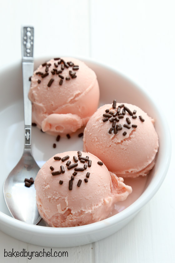 Creamy homemade blood orange ice cream recipe from @bakedbyrachel