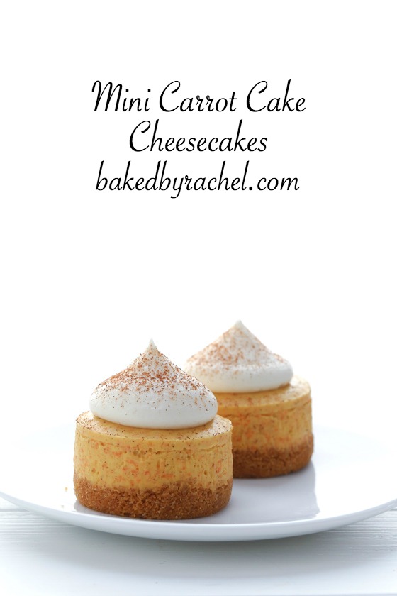No-bake mini carrot cake cheesecakes with cream cheese frosting recipe from @bakedbyrachel