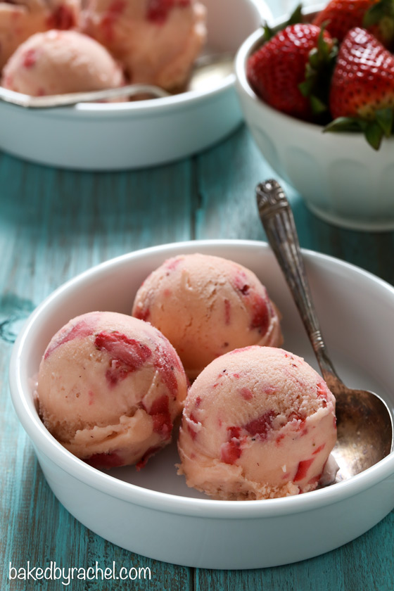 Strawberry coconut milk ice cream recipe from @bakedbyrachel DAIRY FREE!