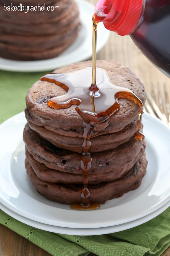 Easy double chocolate pancake recipe from @bakedbyrachel