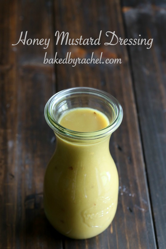 Easy homemade honey mustard dressing recipe from @bakedbyrachel