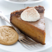 Deep dish pumpkin pie with gingersnap crust recipe from @bakedbyrachel