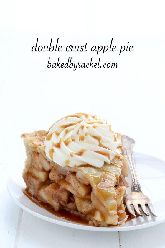 Flaky homemade double crust apple pie recipe from @bakedbyrachel