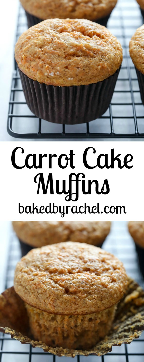 Moist applesauce carrot cake muffin recipe from @bakedbyrachel