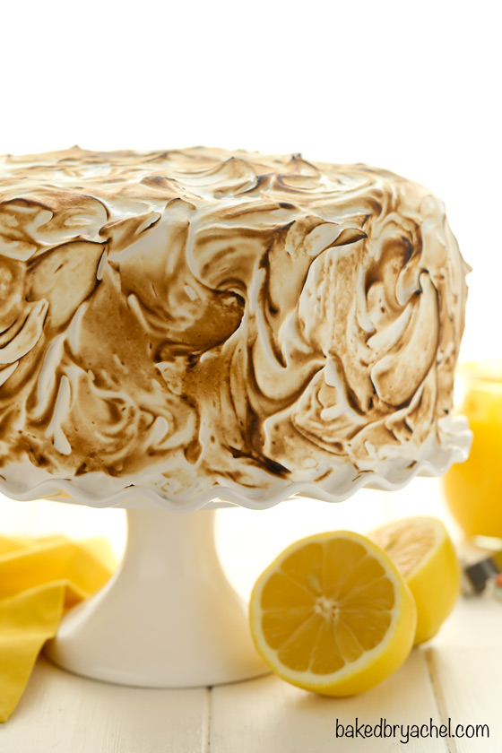 Moist homemade lemon meringue layer cake recipe from @bakedbyrachel