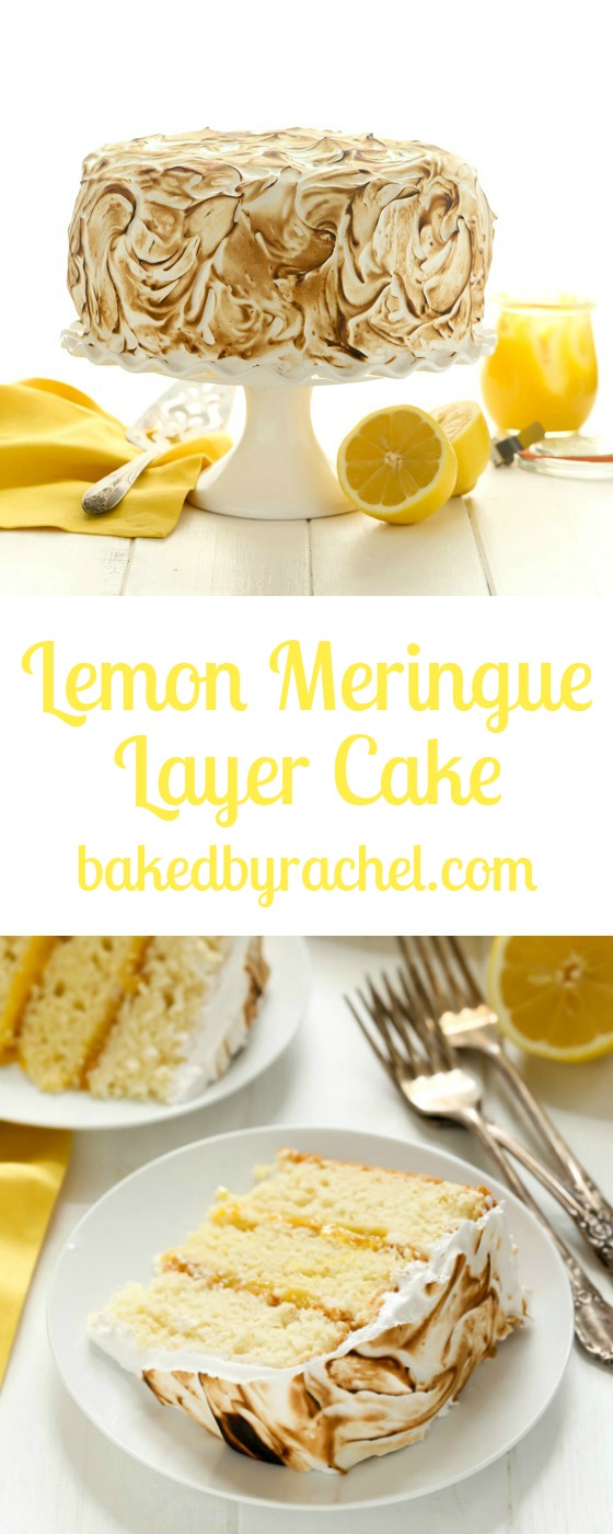 Moist homemade lemon meringue layer cake recipe from @bakedbyrachel