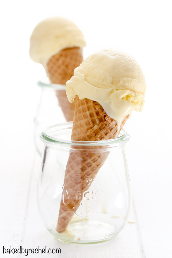 Creamy homemade lemon curd ice cream recipe from @bakedbyrachel
