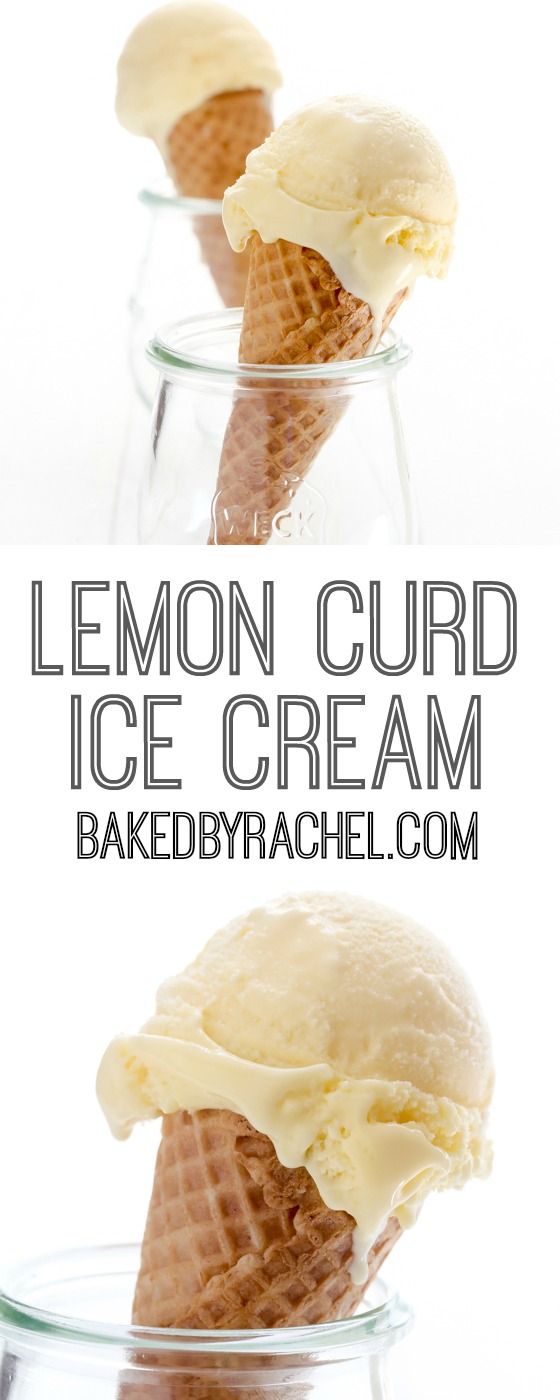 Creamy homemade lemon curd ice cream recipe from @bakedbyrachel