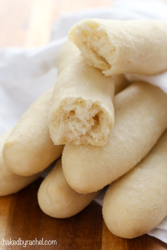 The absolute best soft and fluffy homemade garlic breadstick recipe from @bakedbyrachel